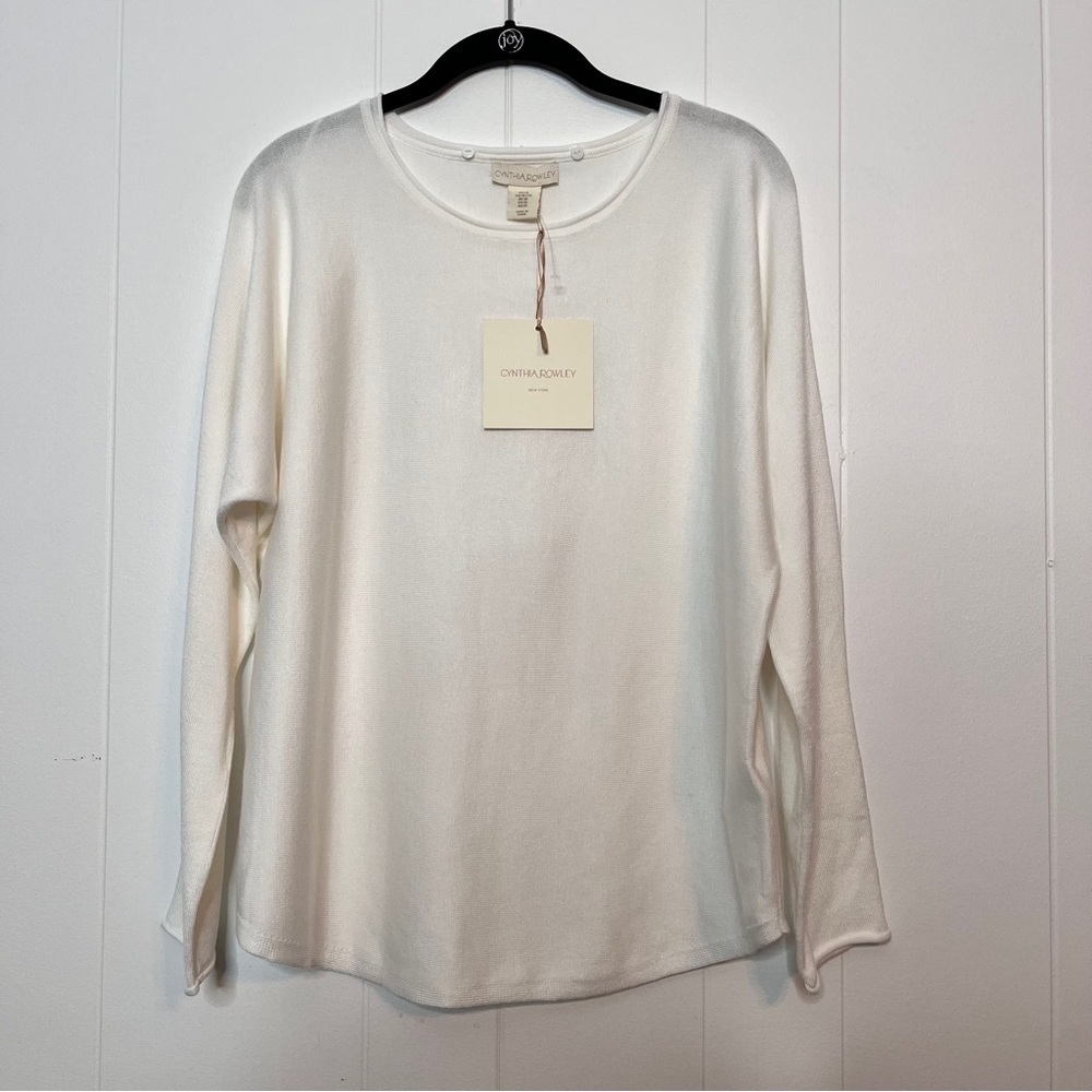 Cynthia Rowley White Lightweight White Long Sleeve Sweater Women's XL